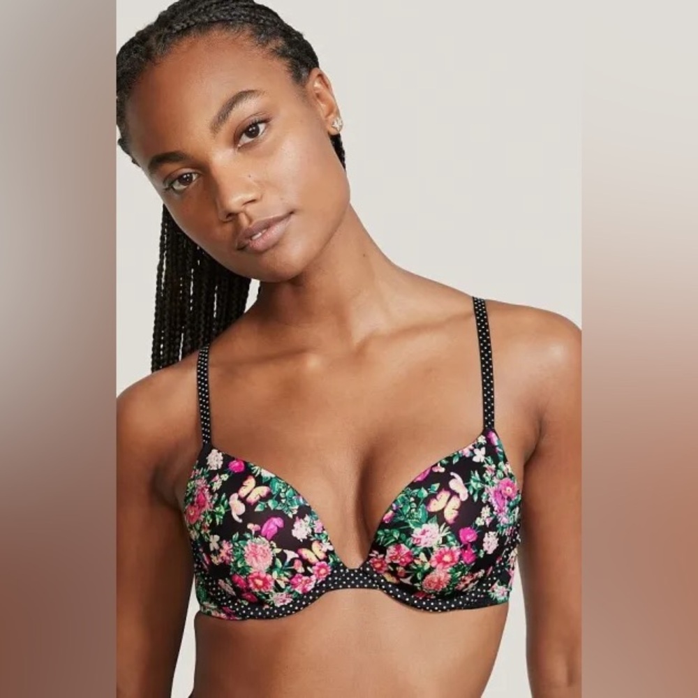 Victoria’s Secret 32A Midnight Garden with Dots Push-Up Bra